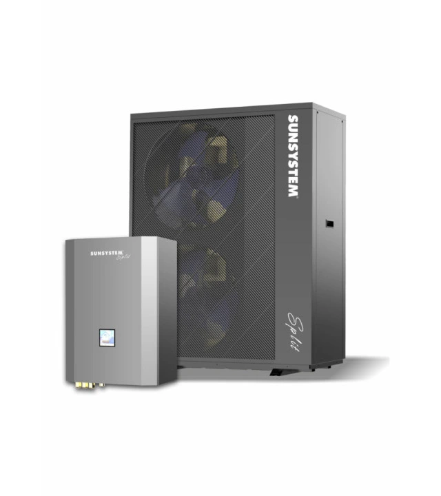 SUNSYSTEM SPLIT R32 warmtepomp is een universele buitenlucht/water-warmtepompunit. Koelmiddel R32, energie-efficiëntieklasse A , Wi-Fi, GBS. Modellen met verschillende koel- en verwarmingscapaciteiten. SUNSYSTEM SPLIT R32 warmtepomp is een universele buitenlucht/water-warmtepompunit. Koelmiddel R32, energie-efficiëntieklasse A , Wi-Fi, GBS. Modellen met verschillende koel- en verwarmingscapaciteiten.