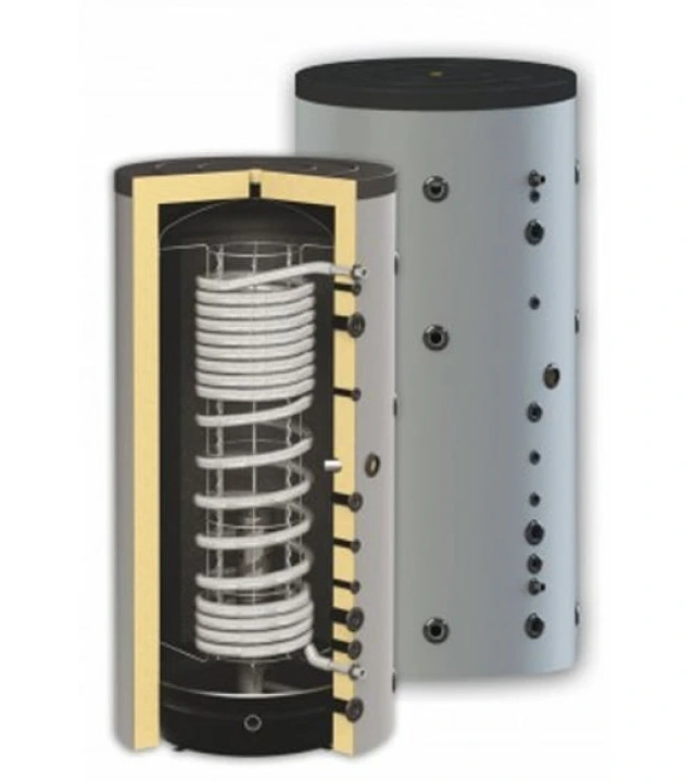 Hygiënische combinatieboiler SUNSYSTEM HYG B zonder spiraal – geschikt voor aansluiting op externe warmtebronnen. Beschikbaar in diverse volumes van 300 t/m 2000 liter. Hoogwaardige warmwateropslag met geïntegreerde RVS-buis voor directe tapwaterproductie. Hygiënische combinatieboiler SUNSYSTEM HYG B zonder spiraal – geschikt voor aansluiting op externe warmtebronnen. Beschikbaar in diverse volumes van 300 t/m 2000 liter. Hoogwaardige warmwateropslag met geïntegreerde RVS-buis voor directe tapwaterproductie.
